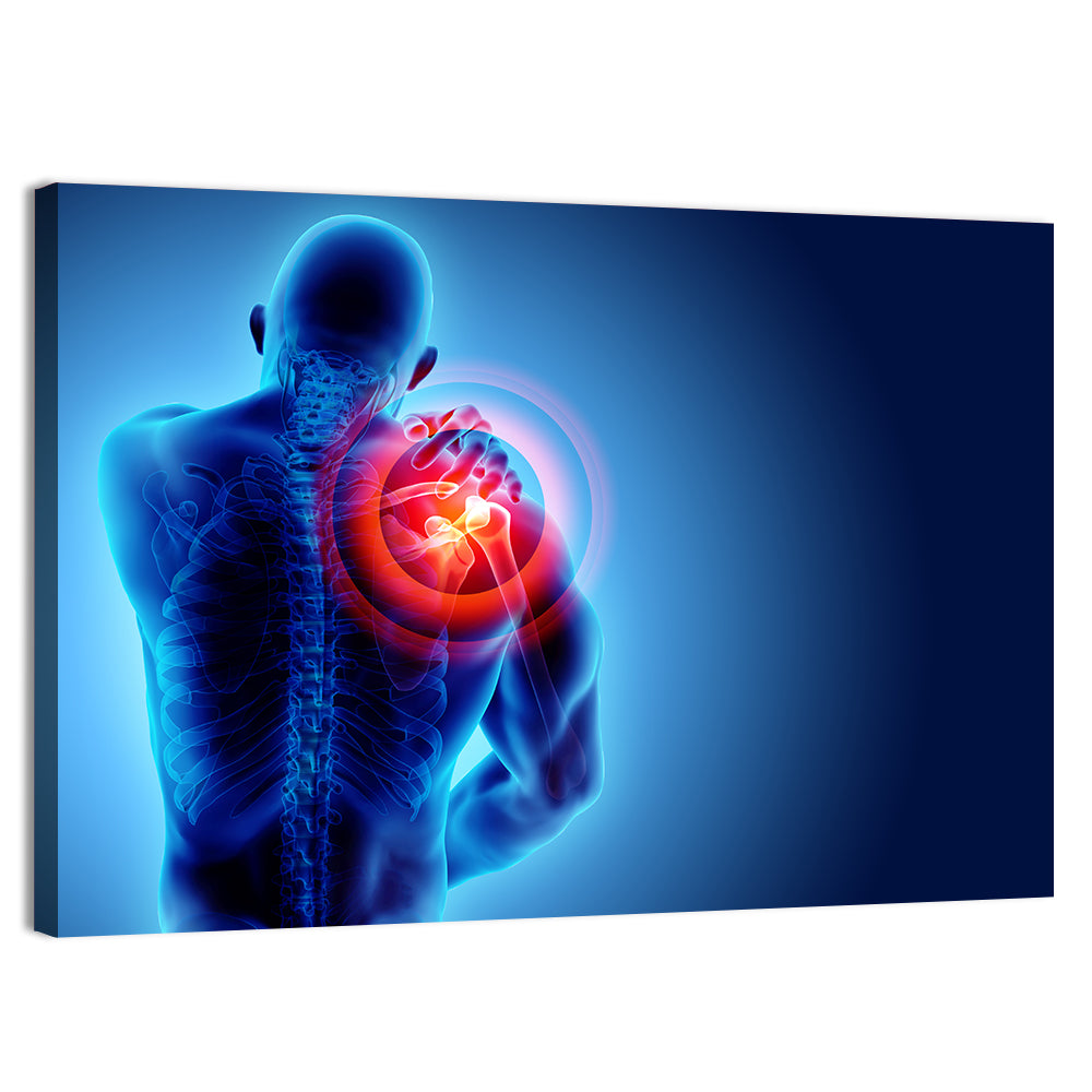 Shoulder Pain X-ray Wall Art, canvas print, landscape