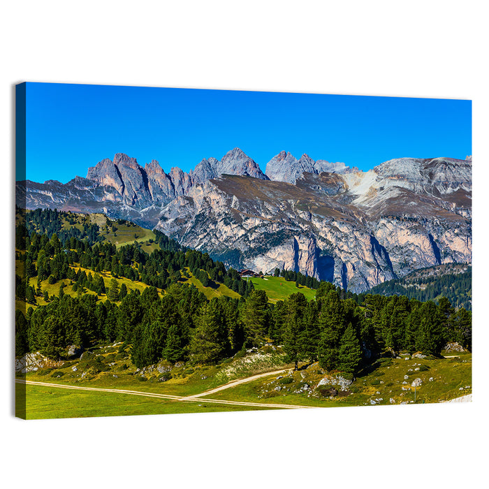 Alpine Meadow and Jagged Peaks Wall Art as a canvas print