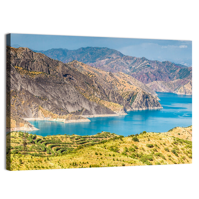 Nurek Reservoir, Tajikistan Wall Art as a canvas print