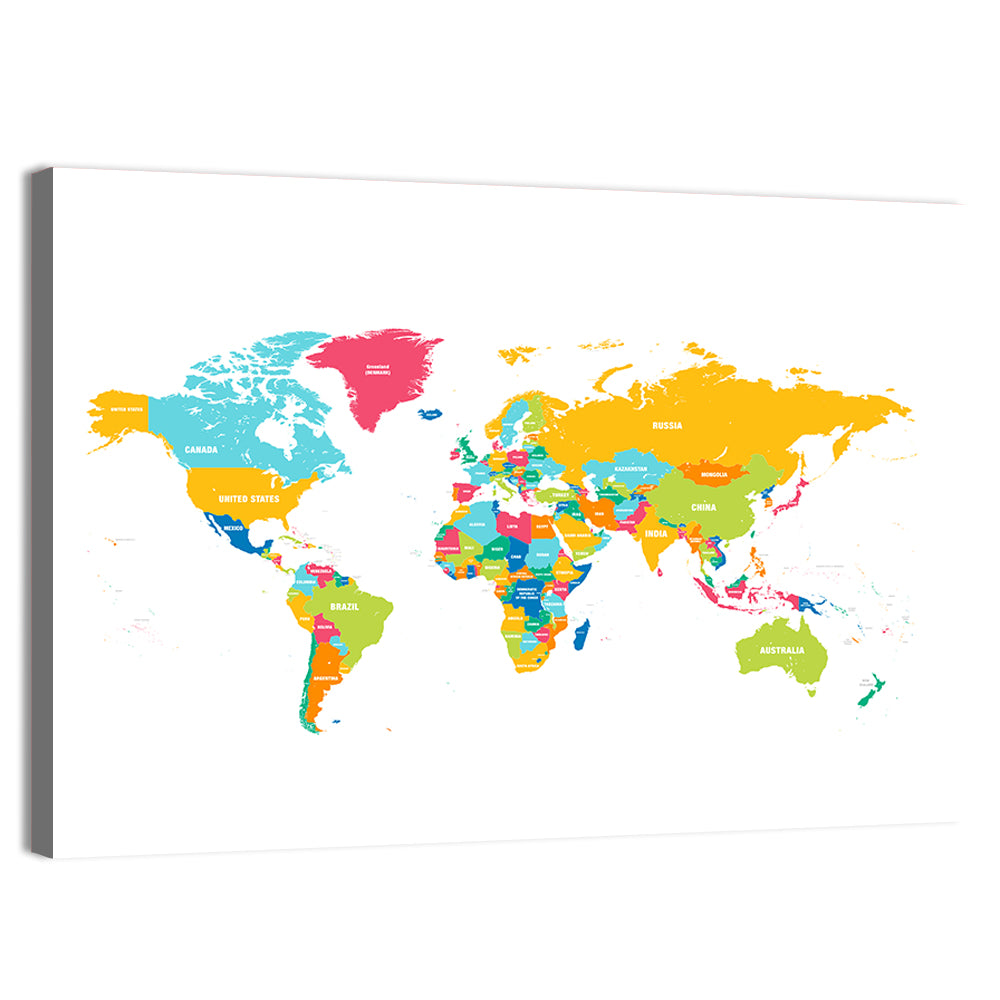Colorful World Map Wall Art, canvas print, landscape