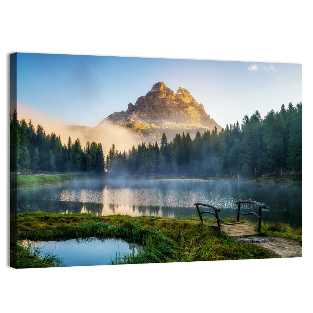 Lago D'antorno with Tre Cime Peaks Wall Art, canvas print, landscape