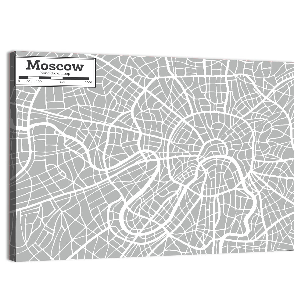 Moscow City Map Wall Art, canvas print, landscape