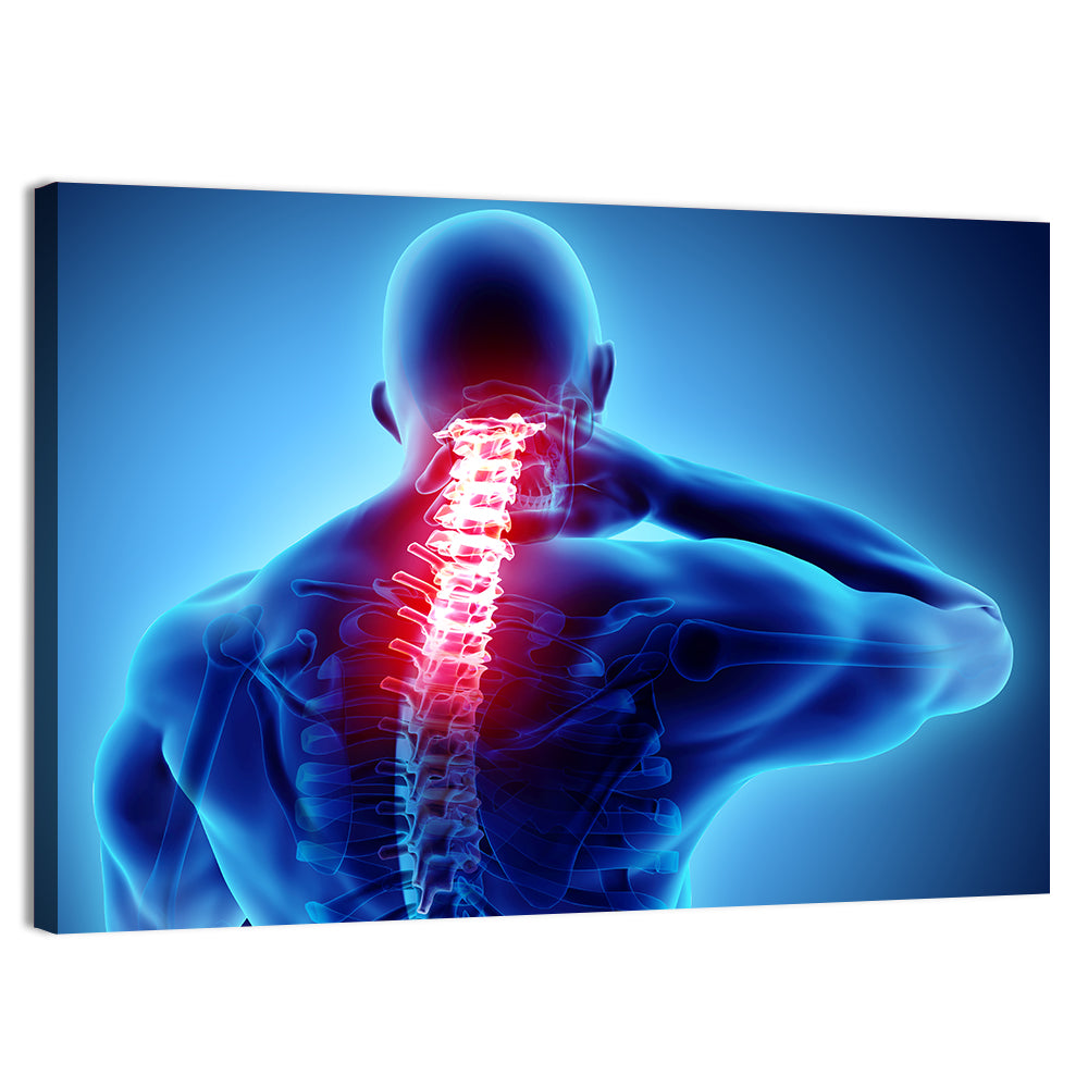 Cervical Spine X-ray Illustration Wall Art, canvas print, landscape