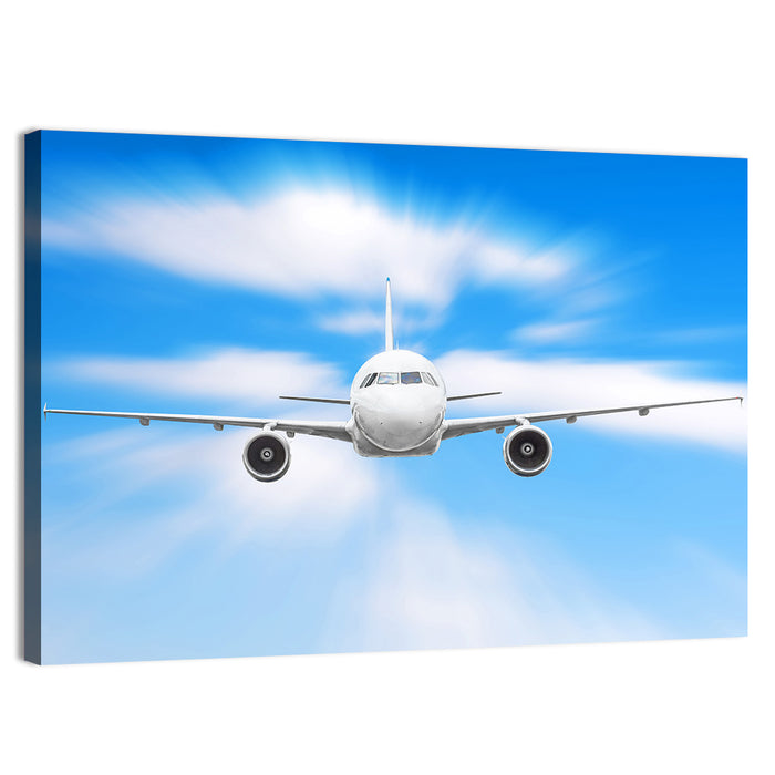 Front View Airliner with Motion Blur Wall Art as a canvas print