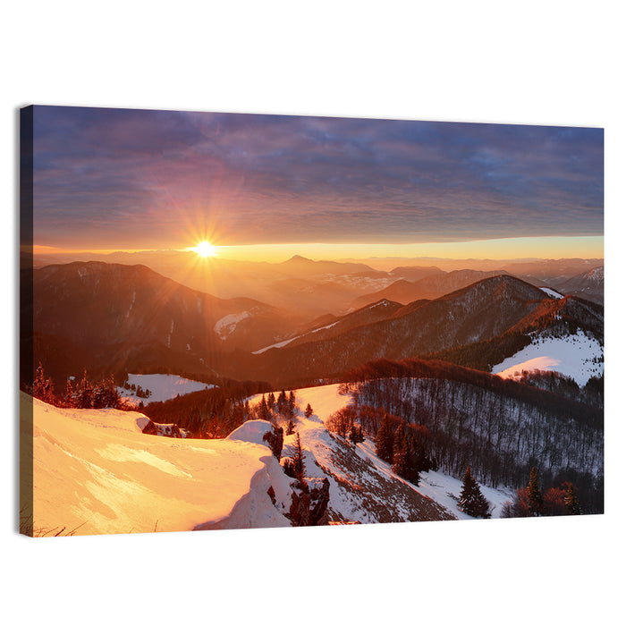 Slovakia Winter Mountain Sunset Wall Art as a canvas print