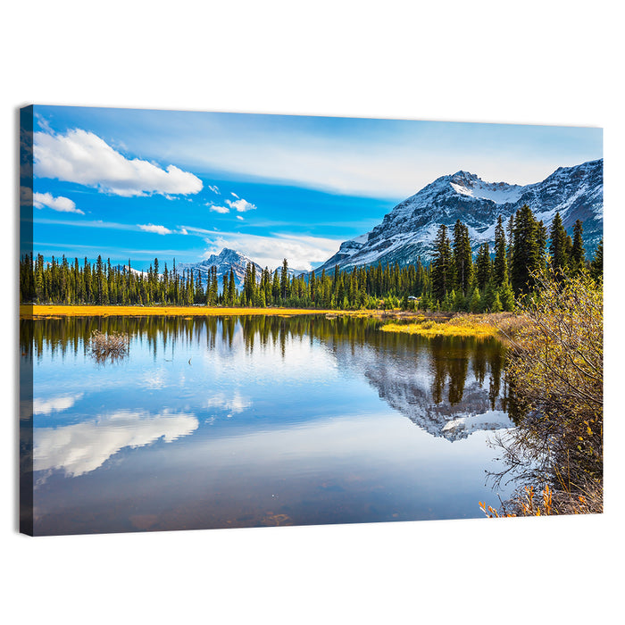Marshy Lake Reflection in the Rocky Mountains Wall Art as a canvas print