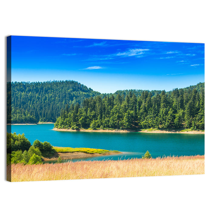 Lokvarsko Lake Turquoise Shoreline Wall Art as a canvas print