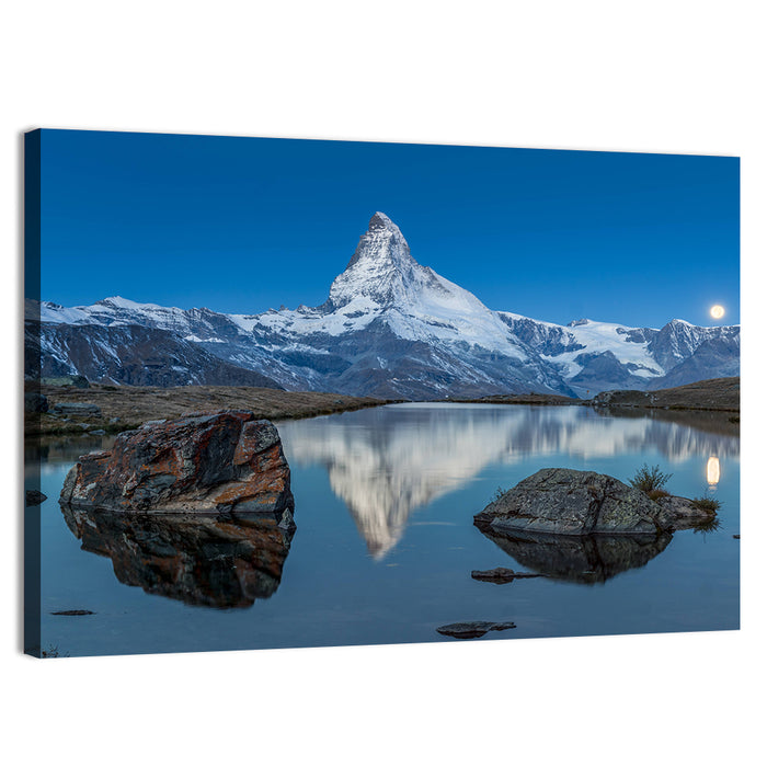 Matterhorn Sunset Over Stelli Lake Wall Art as a canvas print