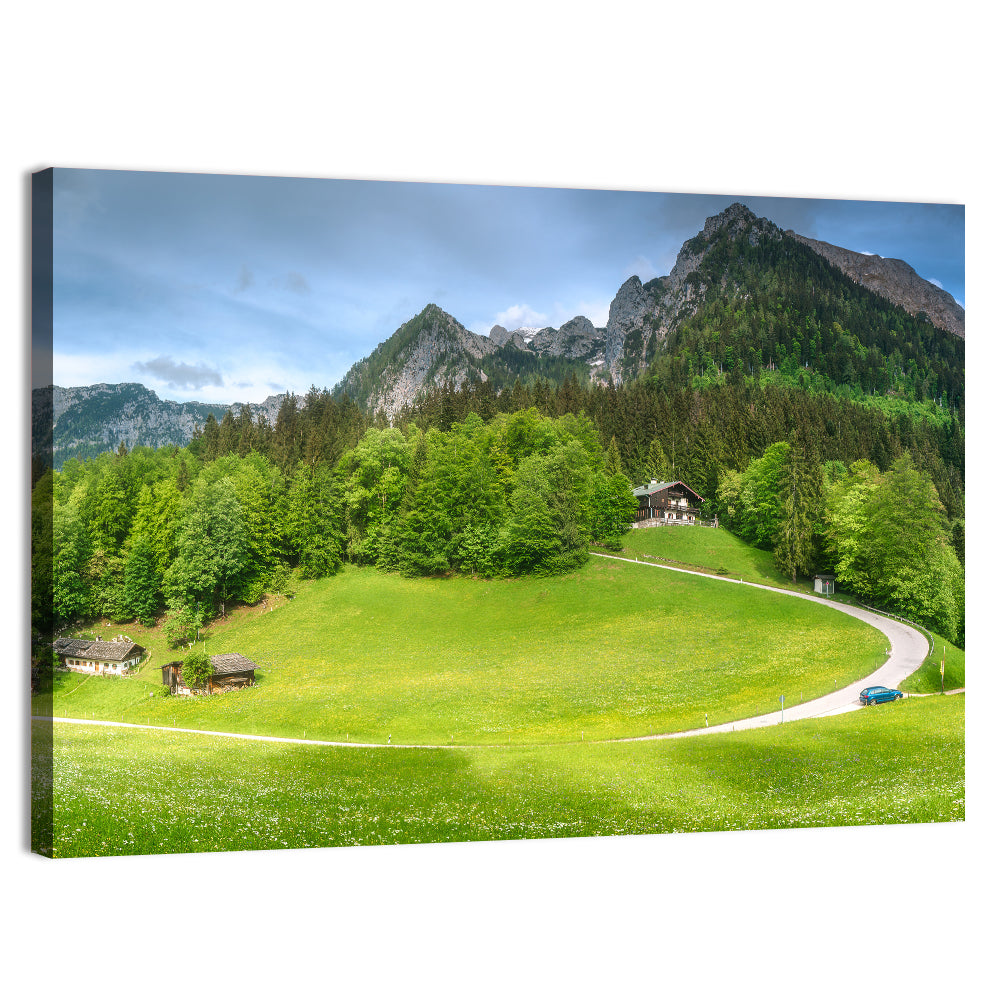 Berchtesgaden Meadow Road Wall Art, canvas print, landscape