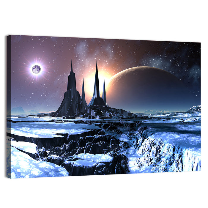 Lost Alien City in Snow Wall Art as a canvas print