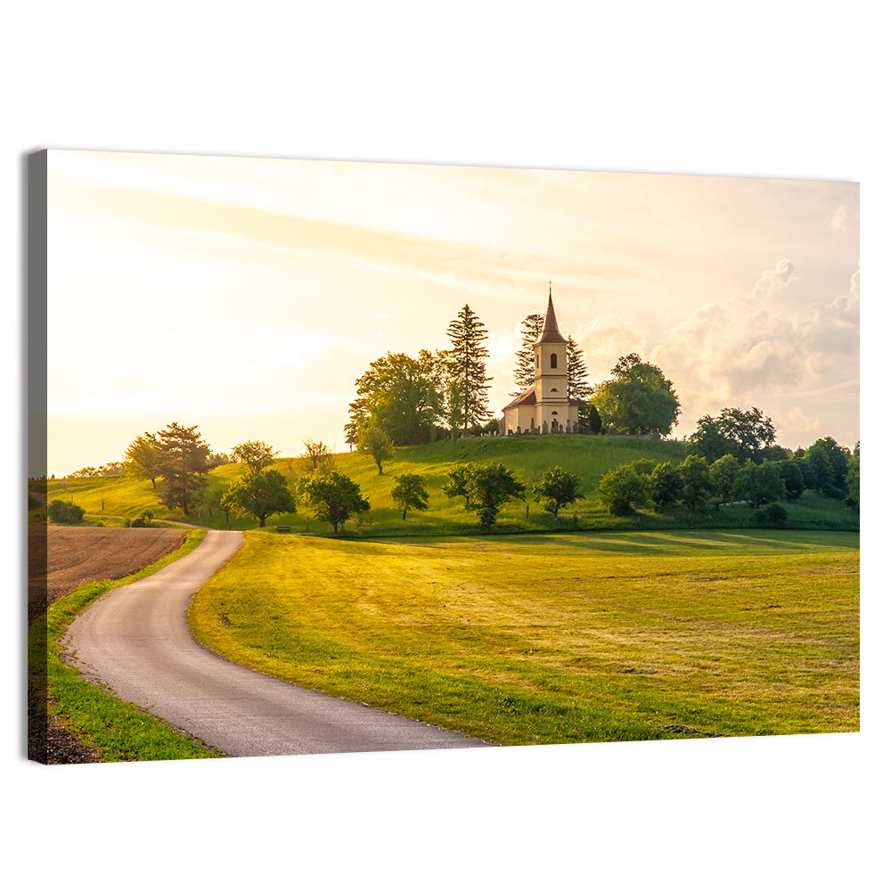 St Peter and Pauls Hilltop Church Wall Art, canvas print, landscape