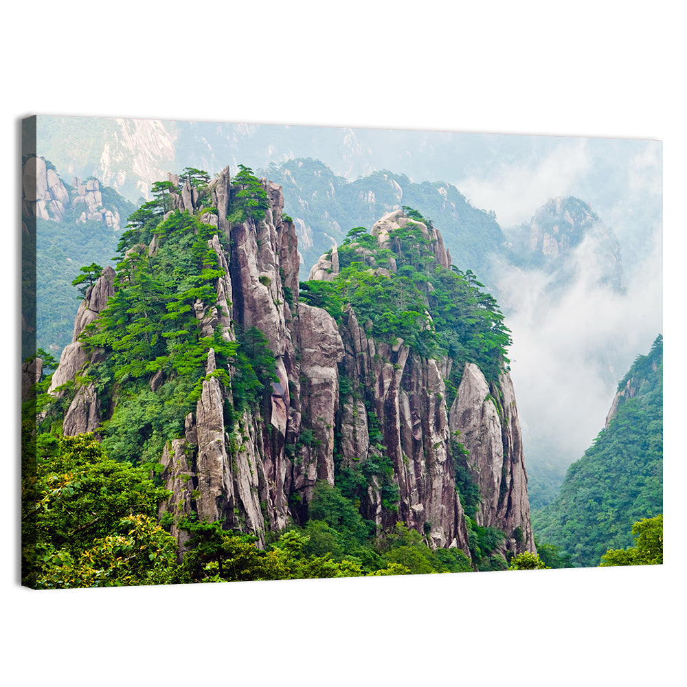 Mount Huangshan Misty Peaks Wall Art, canvas print, landscape