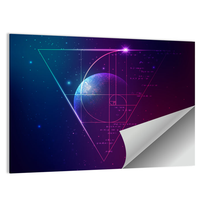 Golden Spiral Planet Wall Art as a poster print