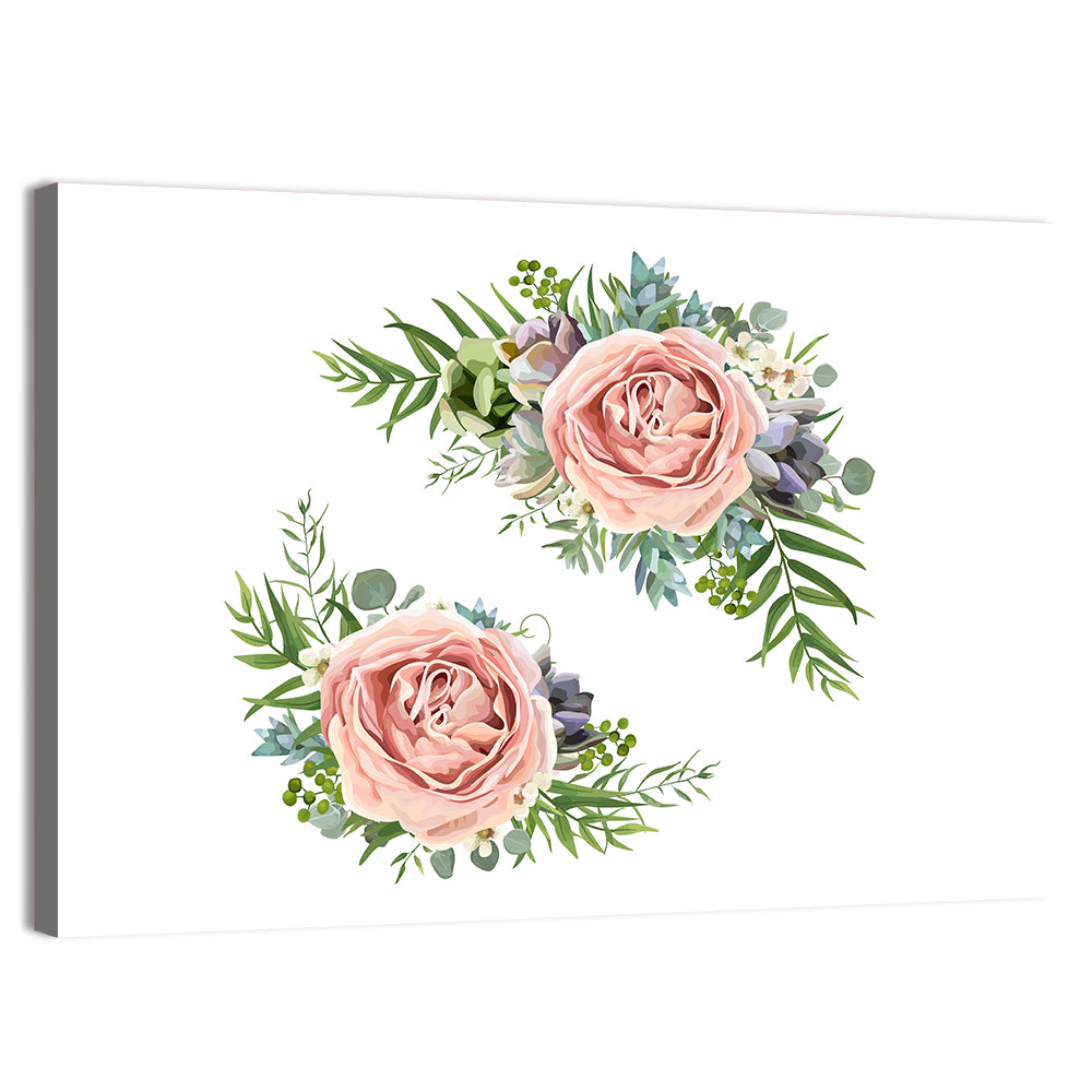 Mirrored Pink Rose Clusters Wall Art, canvas print, landscape