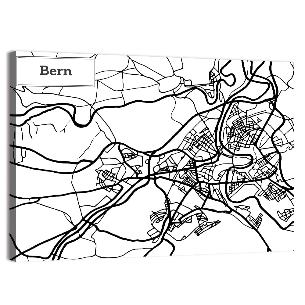 Bern City Map Wall Art, canvas print, landscape