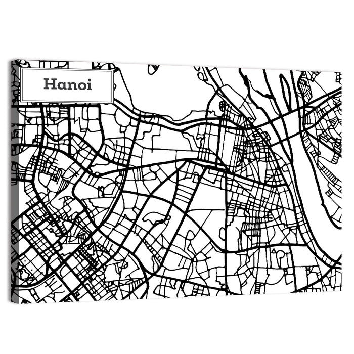 Hanoi Grid Map Wall Art as a canvas print