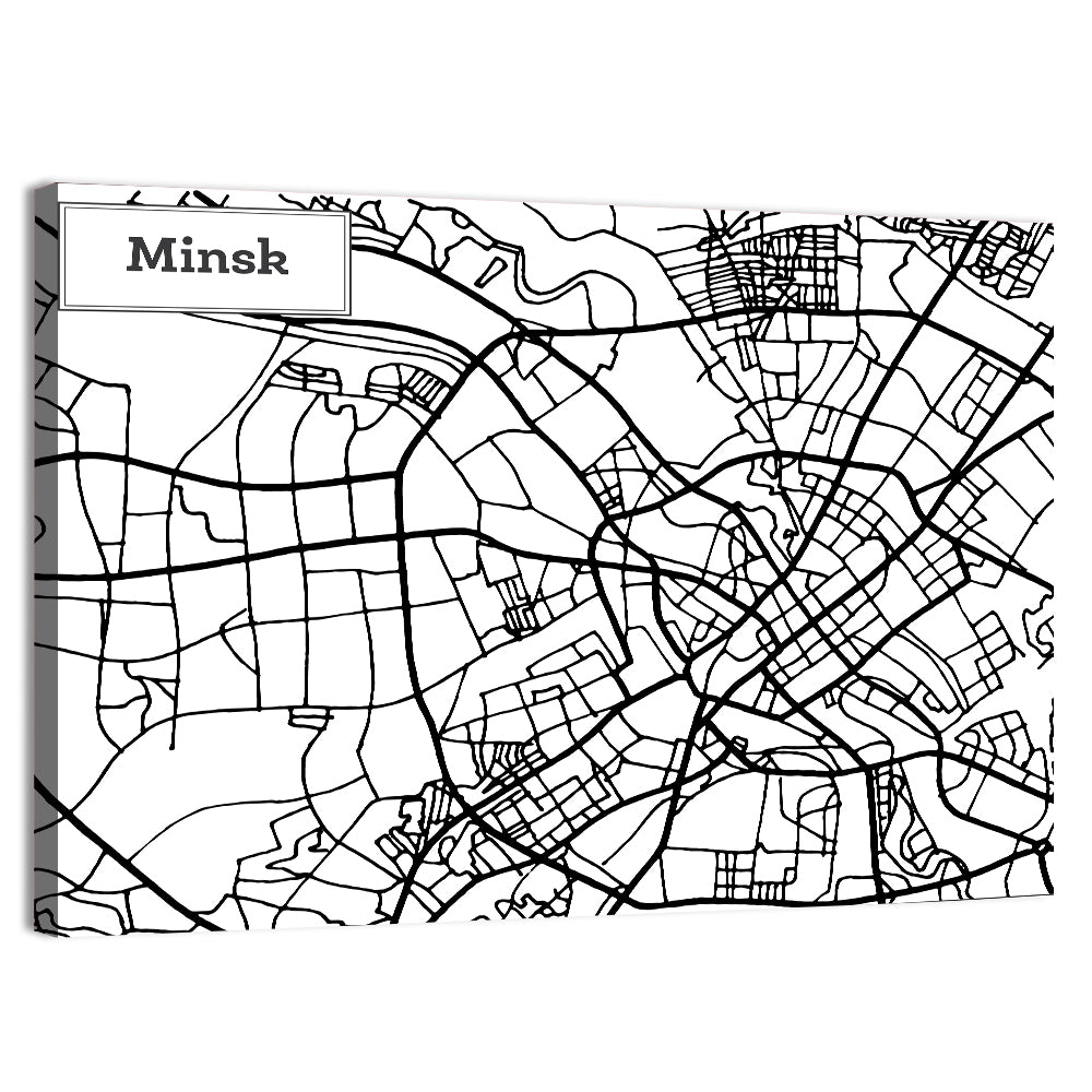 Minsk Street Grid Map Wall Art, canvas print, landscape