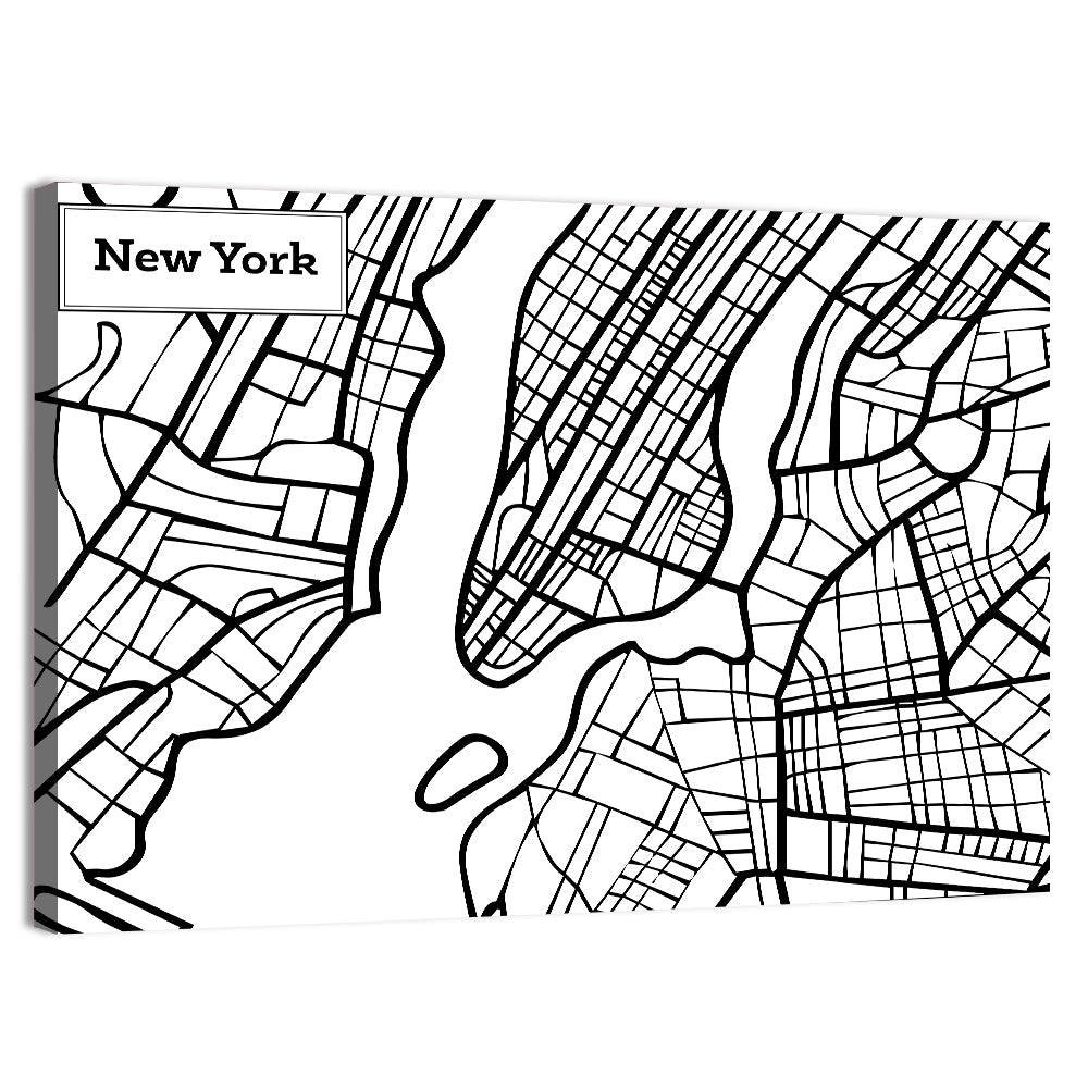 New York City Map, Manhattan Wall Art, canvas print, landscape