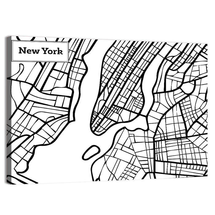 New York City Map, Manhattan Wall Art as a canvas print