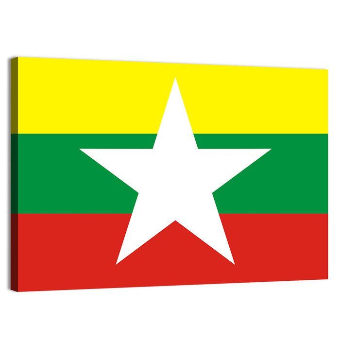 Myanmar Flag with Central Star Wall Art as a canvas print