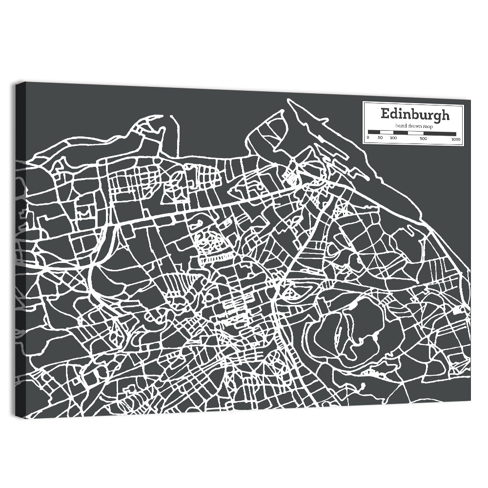 Edinburgh Minimalist City Map Wall Art, canvas print, landscape
