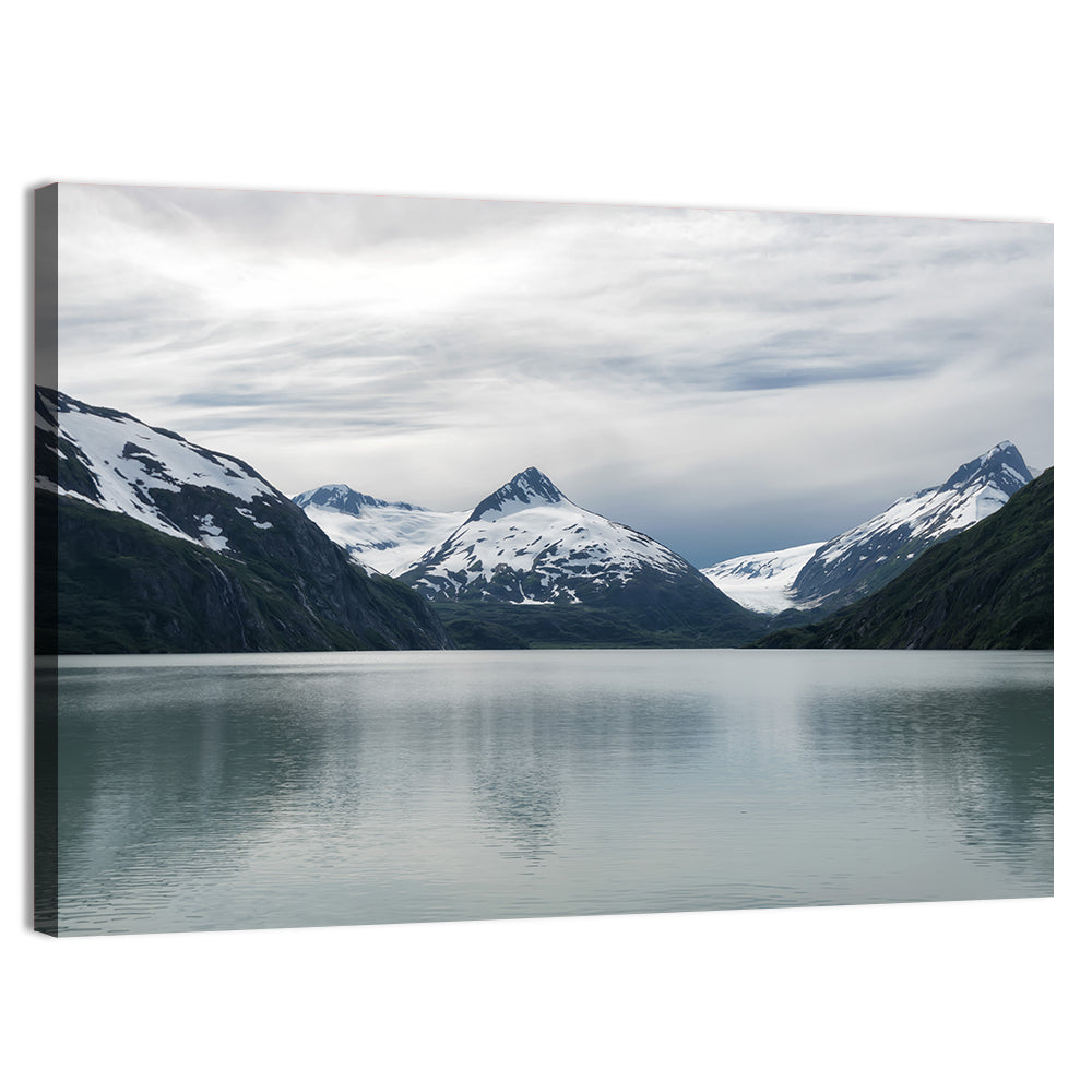 Glacial Mountain Lake Reflection Wall Art, canvas print, landscape