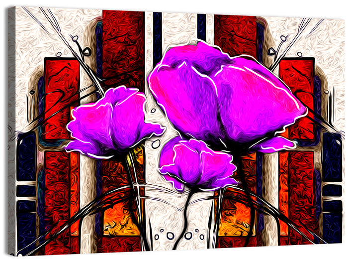 Purple Poppies Illustration Wall Art as a canvas print