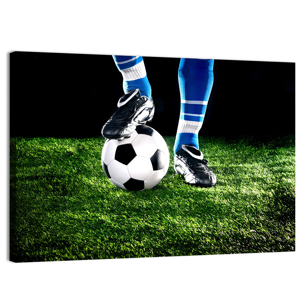 Soccer Ball Underfoot Close-up Wall Art, canvas print, landscape