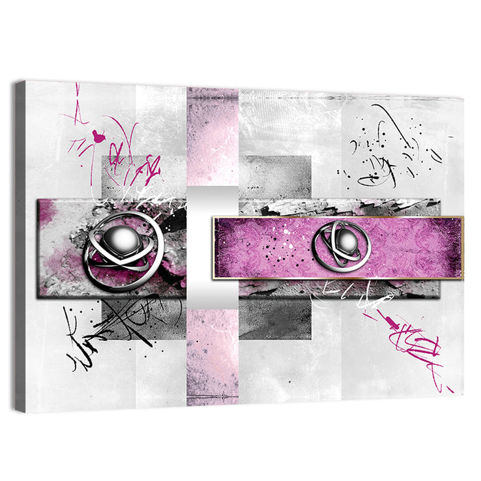 Magenta Orbital Spheres Wall Art as a canvas print
