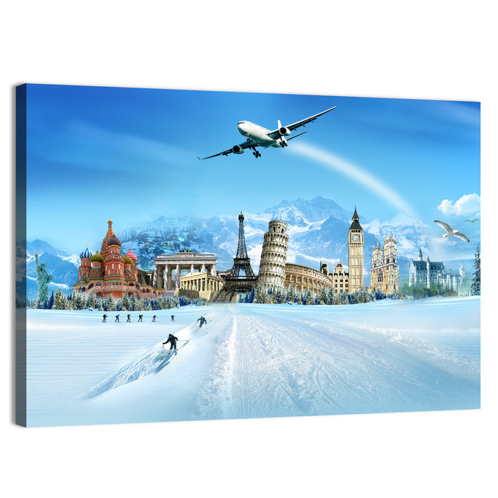 Global Landmarks Collage Wall Art as a canvas print