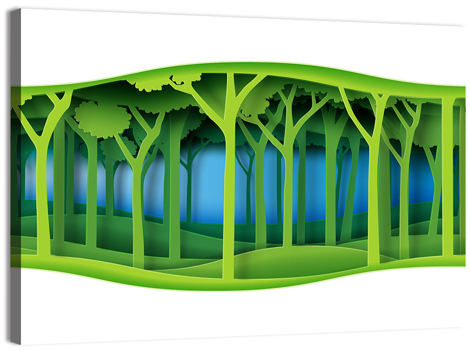 Layered Paper Forest Panorama Wall Art, canvas print, landscape