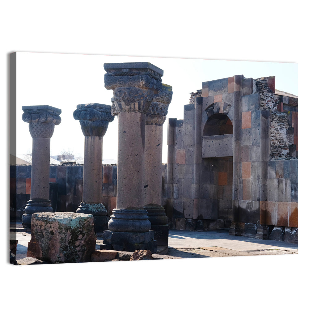 Zvartnos Temple Ruins, Yerevan Wall Art, canvas print, landscape