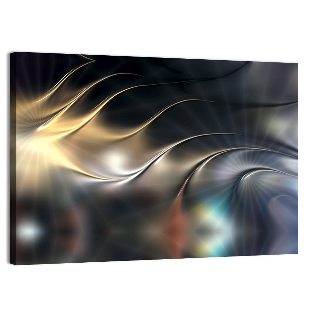3d Metallic Wave Composition Wall Art, canvas print, landscape