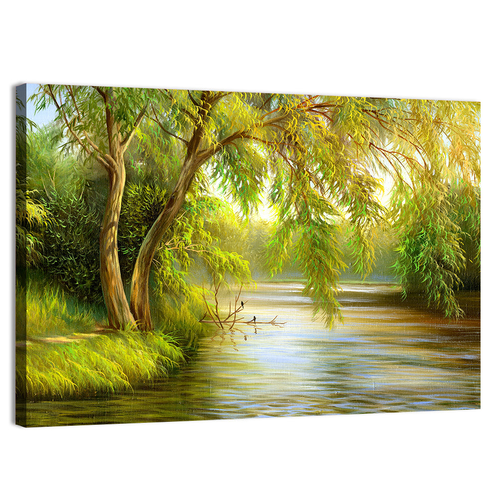 Summer Lake in the Woods Wall Art, canvas print, landscape