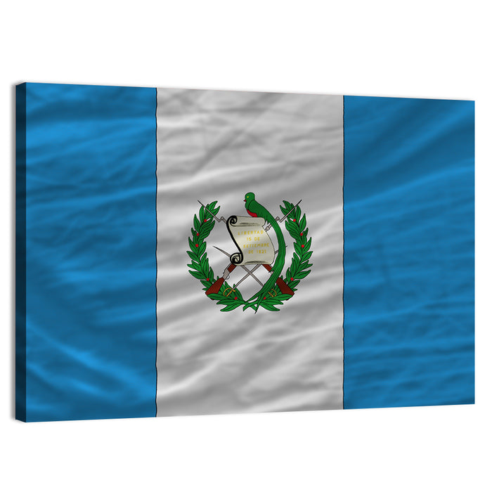 Guatemala Flag with Coat of Arms Wall Art as a canvas print