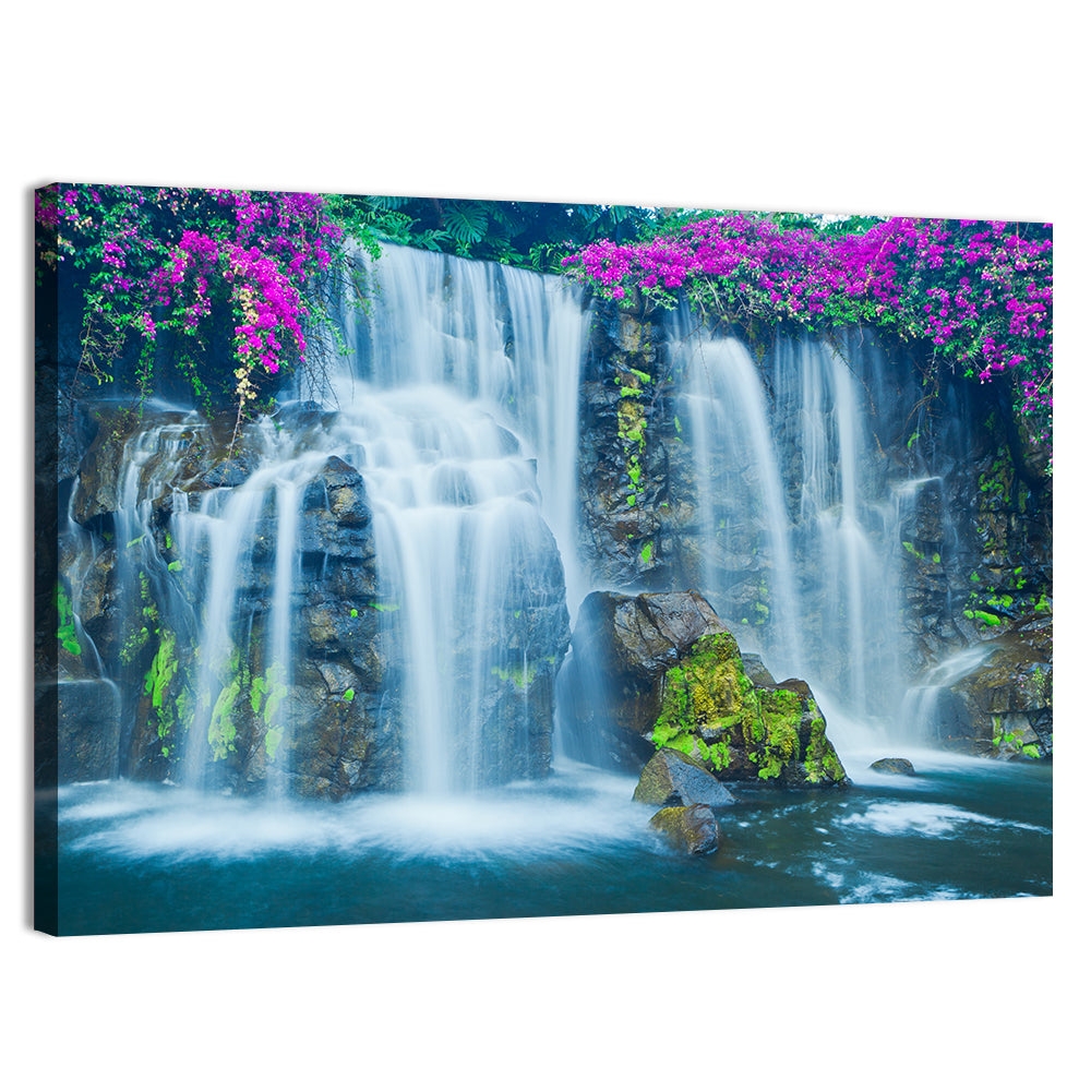 Hawaiian Blue Waterfall Scene Wall Art, canvas print, landscape