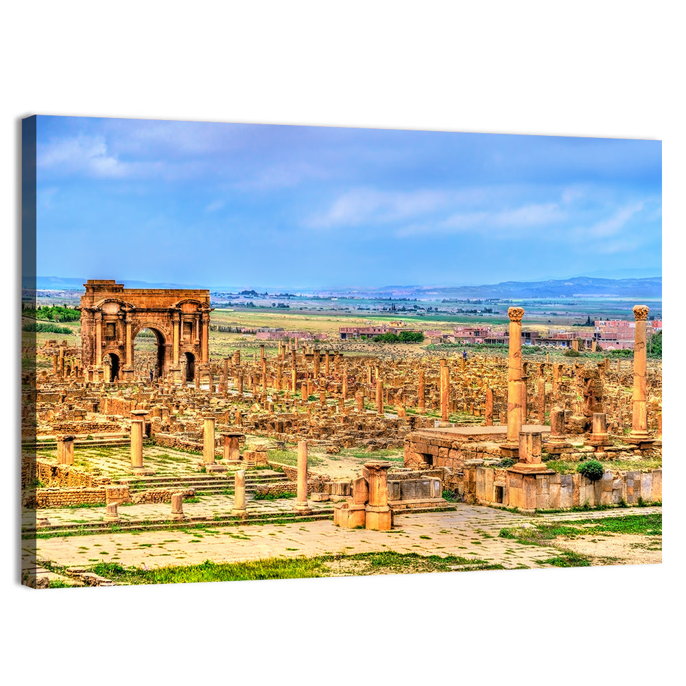 Timgad Ruins, Arch of Trajan Wall Art, canvas print, landscape