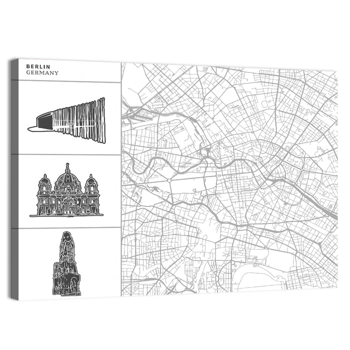 Berlin Map Line Wall Art as a canvas print