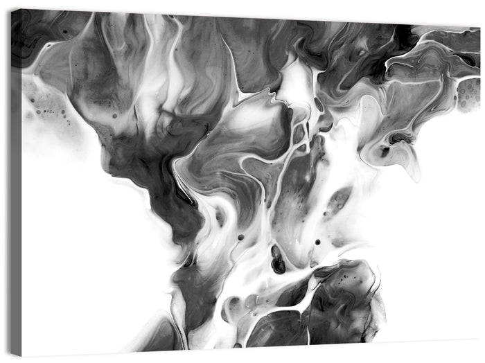 Monochrome Ink Swirl Wall Art as a canvas print