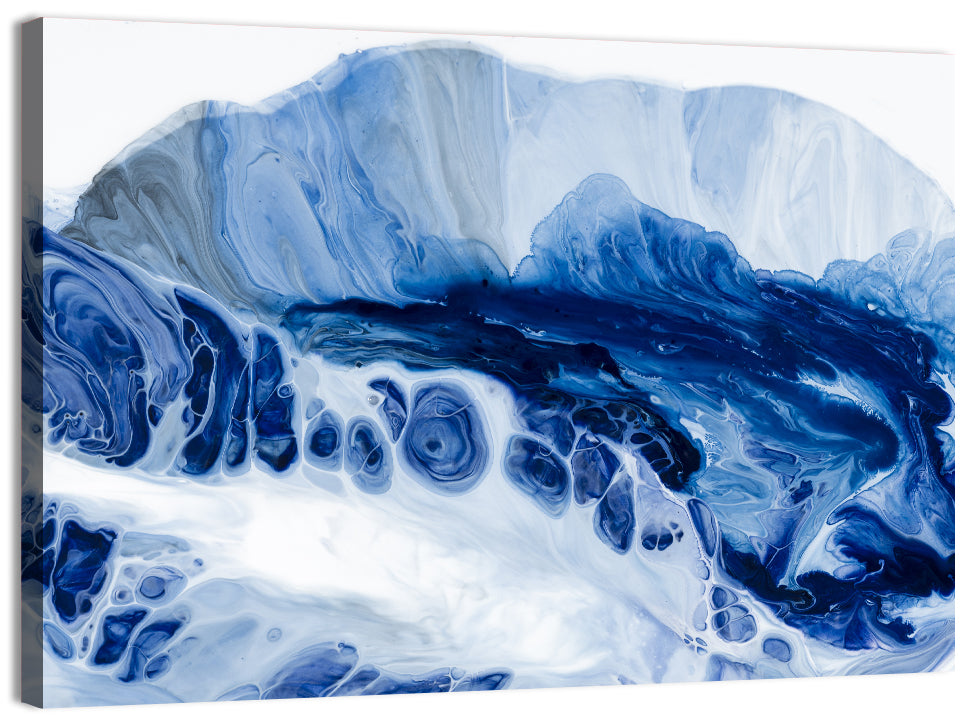 Blue Oil Marbled Swirl Wall Art, canvas print, landscape