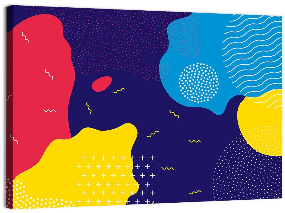 Memphis Dots and Color Blocks Wall Art, canvas print, landscape