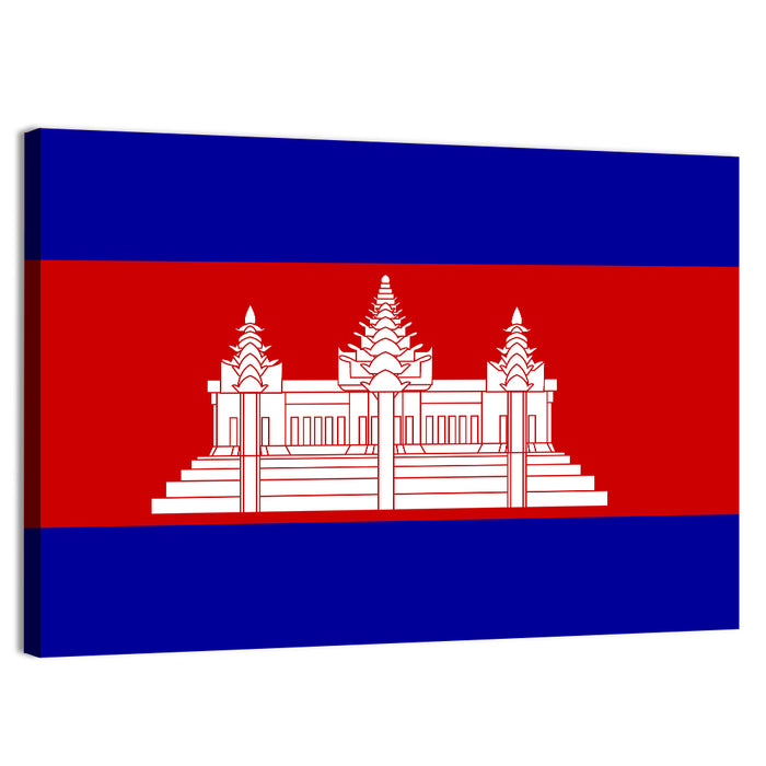 Cambodia Flag with Angkor Wat Emblem Wall Art as a canvas print