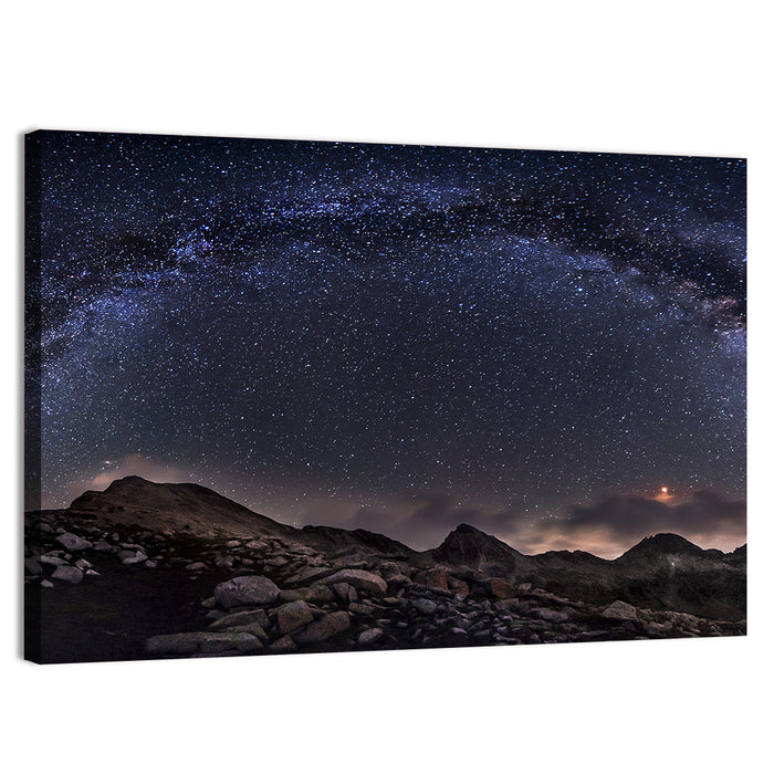 Milky Way Over Mountain Ridge Wall Art as a canvas print