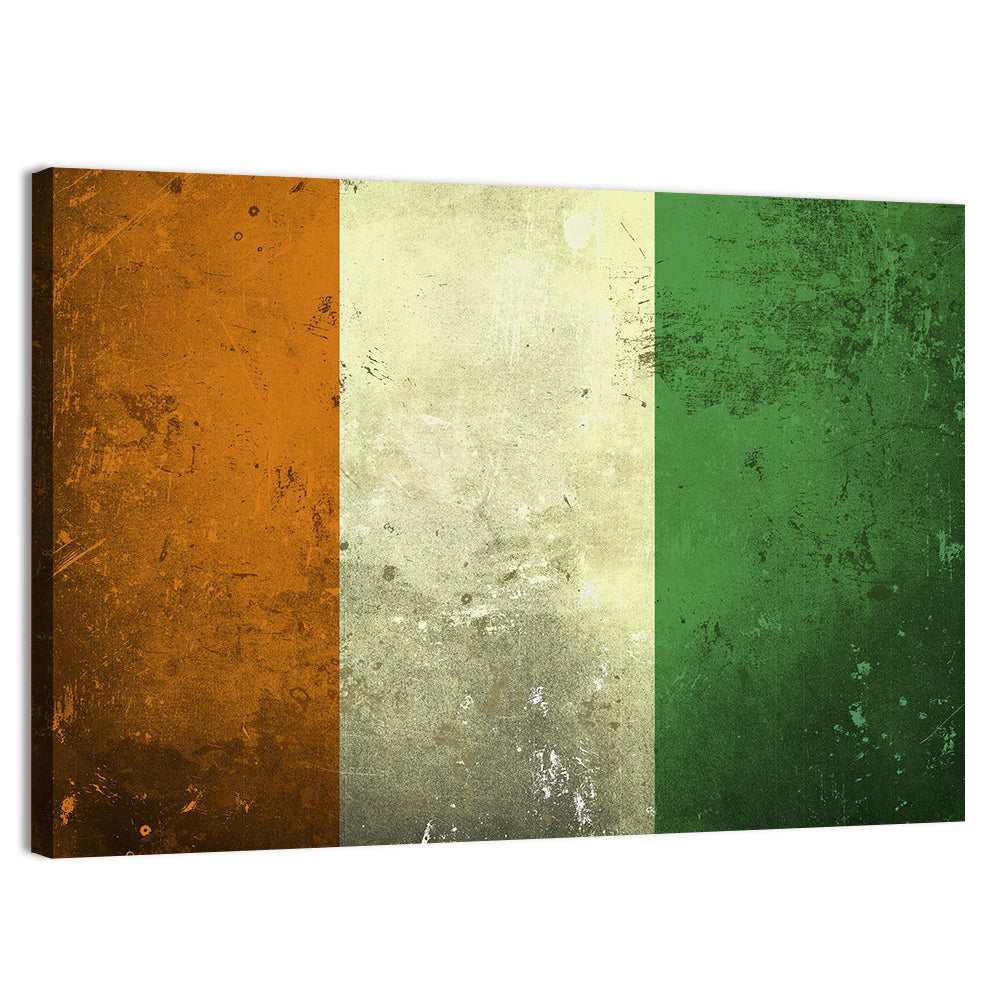Ivory Coast Vintage Flag Wall Art, canvas print, landscape