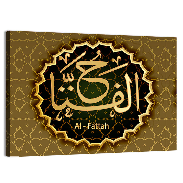 "Name Of Allah Al-Fattah" Calligraphy Wall Art as a canvas print