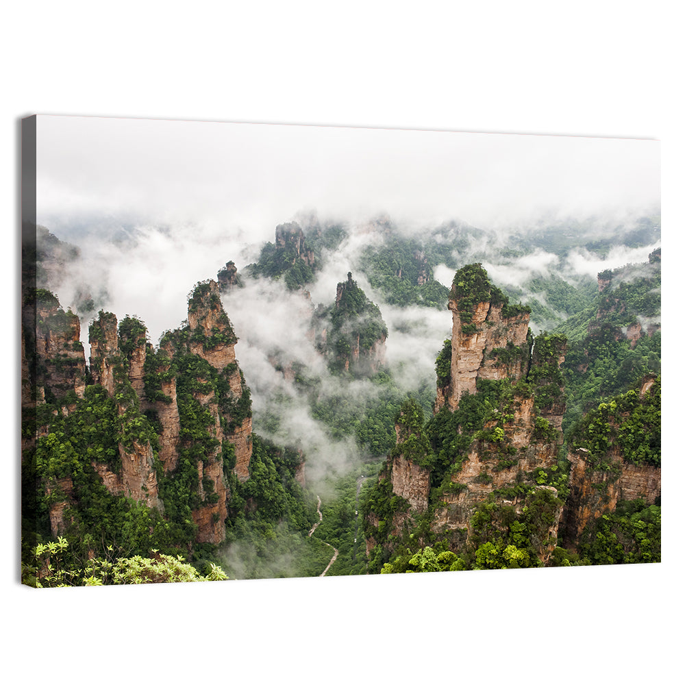 Foggy Zhangjiajie Peaks Wall Art, canvas print, landscape
