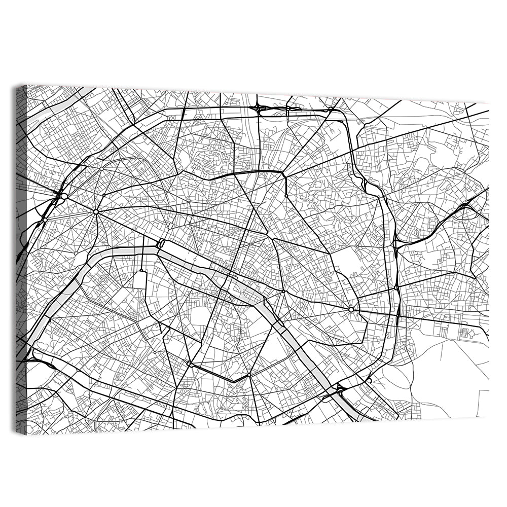Paris Street Grid Map Wall Art, canvas print, landscape