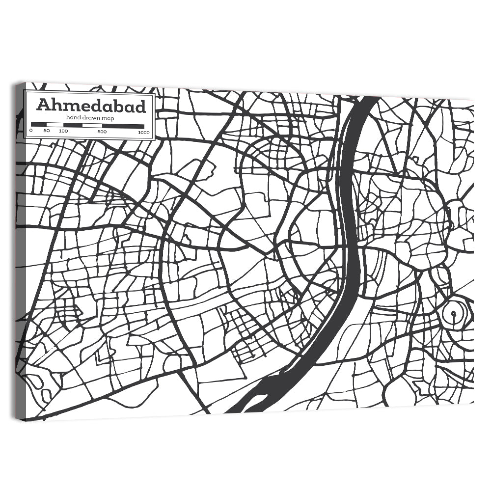 Ahmedabad City Map Wall Art