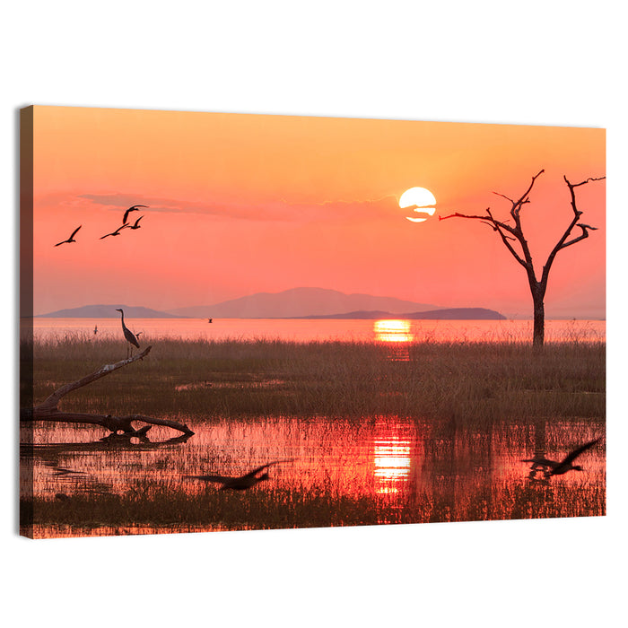 Lake Kariba Sunset Silhouette Wall Art as a canvas print