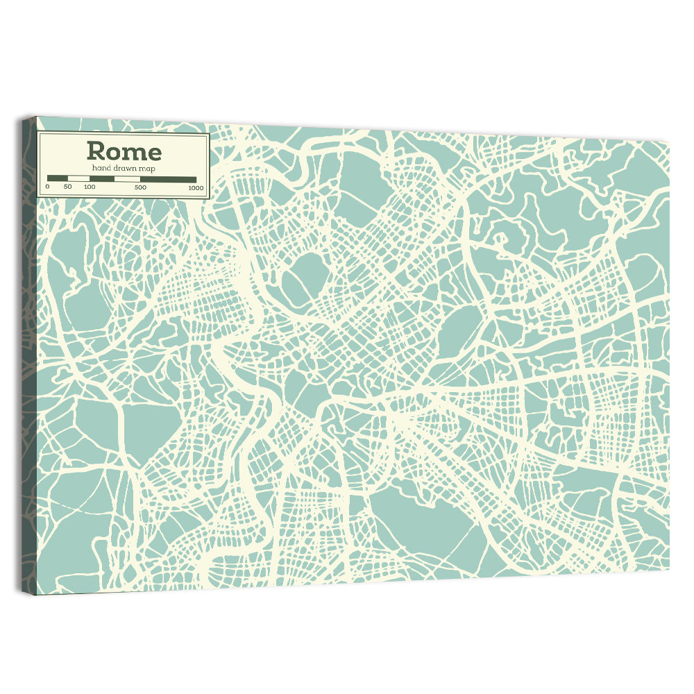 Minimalist Rome Map Wall Art, canvas print, landscape